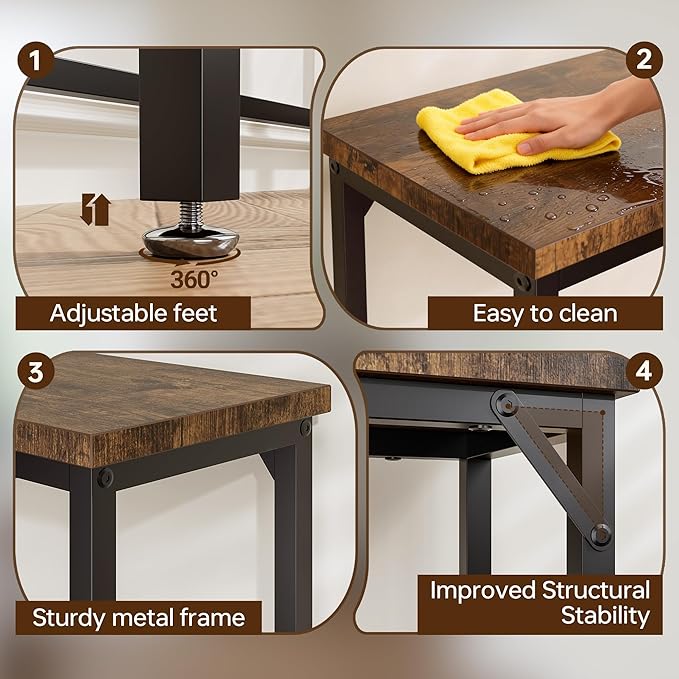 2 Pack Narrow Entryway Console Table & Sofa Side Table - Industrial Hallway Table for Small Spaces, Behind Couch Table, Multi-Functional Living Room Bedroom Office,Brown, 29.5" x 9.4" x 29.5"