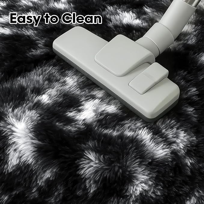 Large 9x12 Area Rug for Living Room, Soft Shag Rugs for Bedroom, Non-Slip Ultra Fluffy Rug,Modern Plush Carpet for Girls Boys Kids Room Dorm,Fuzzy Rug,Black White Grey