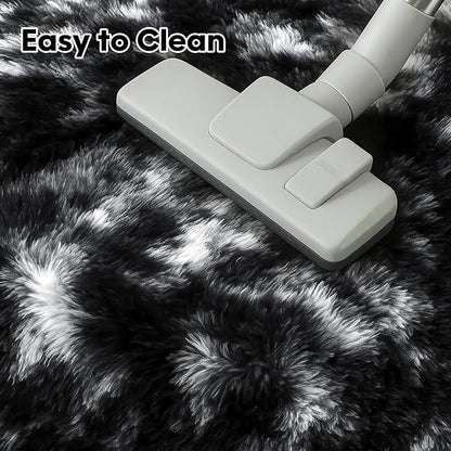 Large 9x12 Area Rug for Living Room, Soft Shag Rugs for Bedroom, Non-Slip Ultra Fluffy Rug,Modern Plush Carpet for Girls Boys Kids Room Dorm,Fuzzy Rug,Black White Grey