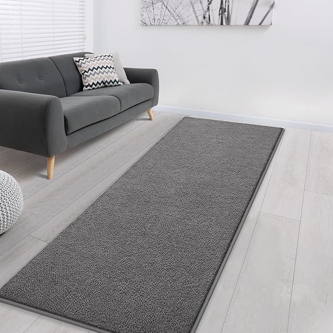 Gifeas Ultra Soft Modern Runner Rugs for Living Room Bedroom, 2x6 Feet Dark Grey Thickened Memory Foam Indoor Solid Minimalist Carpets, Non-Slip Comfy Area Rug for Boys Girls Nursery Room Home Decor