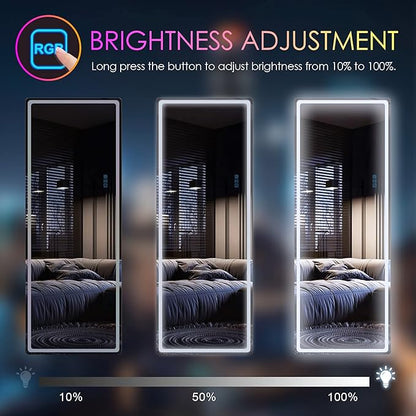 LVSOMT 63 X 22 Full Length Mirror with Lights, Large Wall Mirror Full Length, RGB Led Mirror Full Length with Remote Control, Full Body Mirror for Bedroom Living Room Cloakroom, Black
