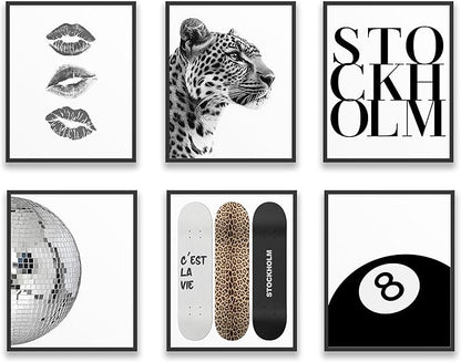 TwoDays Stockholm Style Room Decor for Women, Chic Trendy Wall Art for Living Room Aesthetic, Luxury Fashion Posters for Home Bedroom Apartment Dorm (8" X 10", Set of 6, UNFRAMED)