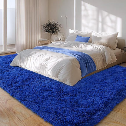 9x12 Large Area Rugs for Living Room, Blue Fluffy Shag Rug for Bedroom and Nursery, Soft and Comfy, Big Fuzzy Carpet for Kids, Girls, Boys Room Dorm Home Decor Aesthetic, Upgrade Non Slip