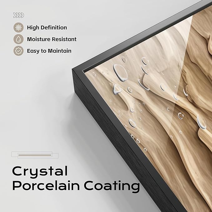 Large Framed Long Narrow Vertical Abstract Wall Art Set of 2, Premium Crystal Porcelain Canvas Prints, Neutral Abstract Modern Design - Perfect for Entryway, Hallway, Living Room, Bedroom - 63x10 inch