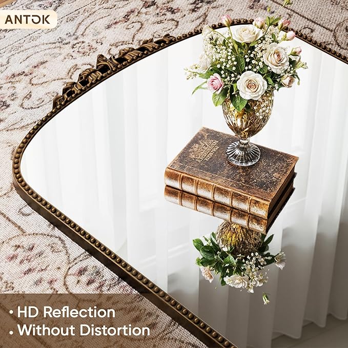 Antok Floor Mirror, 71"×32" Vintage Full Length Mirror Carved Full Body Mirror with Stand, Hanging Mounted for Bedroom Living Room Cloakroom,Bronze,Luxury Style