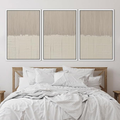 SIGNLEADER Framed Canvas Print Wall Art Set Beige Abstract Neutral Illustrations Minimal Decorative Bohemian Nordic for Living Room, Bedroom, Office - 24"x36"x3 WHITE