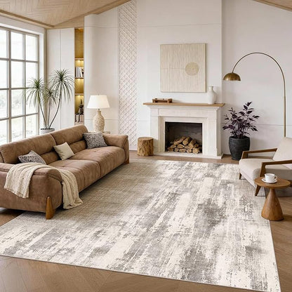 Rugxara Area Rugs 8x10,Grey Tapue Rugs for Living Room,Modern Abstract Washable Rugs for Bedroom Dining Room, Non-Slip Foldable Thin Indoor Carpet Stain Resistant(Beige Taupe)
