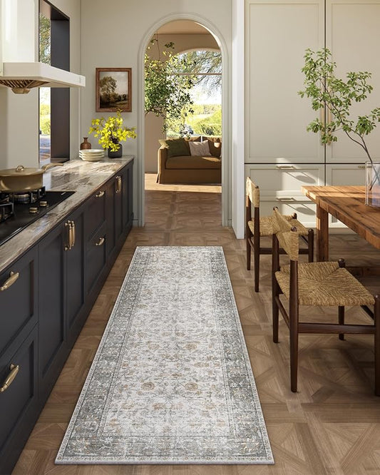 Washable Kitchen Rug Runners for Hallways: 2'x6' Bedroom Rug Non Slip Low-Pile Stain Resistant Soft Indoor Floor Carpet Runner for Indoor Entryway Hallways Kitchen Laundry Room Beside Farmhouse