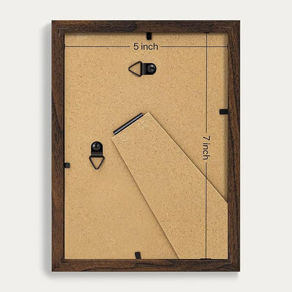 eletecpro 5x7 Picture Frames Set of 10, Picture Frame Collage Wall Decor Displays 4x6 Photo With Mat or 5x7 without Mat, Home Decor Gallery Frame for Table Top or Wall Mounting, Walnut Brown