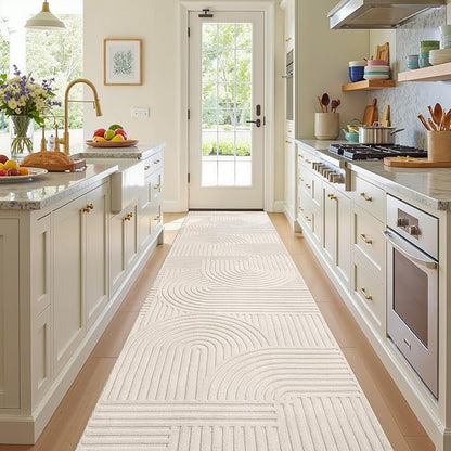 Pauwer 3x12 Washable Area Rugs for Living Room Modern Beige Solid Color Soft Fluffy Rugs for Bedroom Non Slip Boho Accent Indoor Mat Floor Carpet Cover for Kids Dining Room Kitchen Office