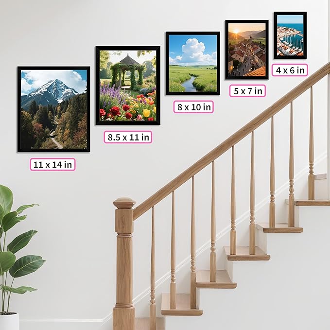 Picture Frames, 8.5 by 11 Diploma Frame, Black Photo Poster Frames with Clear Plexiglass, 8.5 x 11 Wall Hanging Certificate Frame for Collage Office Home Wall Decor, 2 Pack