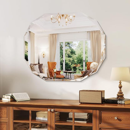 GLASHOM Frameless Bathroom Mirror, 30x36 inch Vanity Mirror Beveled Edge Wall Mounted, Modern Frameless Mirror for Bathroom, Living Room, Entryway Mirror Horizontal or Vertical