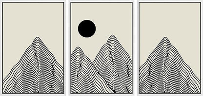SIGNLEADER Framed Canvas Print Wall Art Set Geometric Mountain Range Sun Landscape Nature Wilderness Illustrations Modern Art Minimalism Decorative for Living Room, Bedroom, Office - 24"x36"x3 WHITE