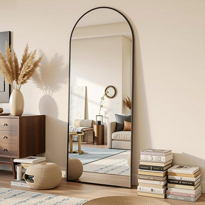Full Length Mirror, 59"x19" Arched Full Body Mirror, Oversized Floor Mirrors, Leaning Free Standing Mirrors, Hanging Mounted Large Mirrors for Bedroom Dressing Room, Cloakroom, Black