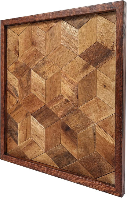 CONSDAN Wood Wall Decor | USA Grown Hardwood, Rustic Wooden Wall Art, Home Decorations for Living Room and Bedroom Aesthetic, Framed and Ready to Hang, Hexagon, 18" x 18"