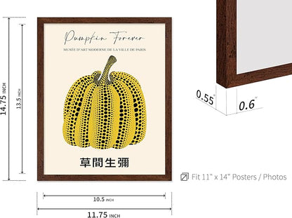 Poster Master Vintage Poster - Retro Pop Art Print - Gift for Artist, Friend - Pumpkin Forever, Black Dot, Modern, Abstract - Wall Decor for Home, Office, 11x14 Brown Framed