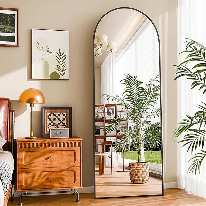 59"x16" Floor Mirror Full Length, Arched Full Length Mirror with Stand, Full Body Mirrors for Bedroom Living Room or Cloakroom Black