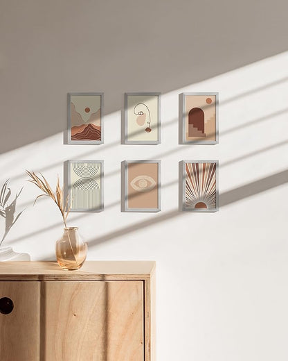 HAUS AND HUES 4x6 Silver Metal Picture Frames - Photo Frames 4X6 - Features Premium Aluminum, Vertical Hanging, Easel Back for Tabletop, Home, Office (4x6 in, Silver, Set of 6)