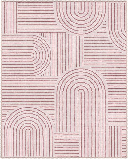 Lahome Abstract 8x10 Area Rugs, Soft Pink 8x10 Rugs for Living Room Bedroom Girls, Ultra-Thin Non-Shedding Accent Large Carpet for Office Dining Room Darrell (8x10ft,Pink)