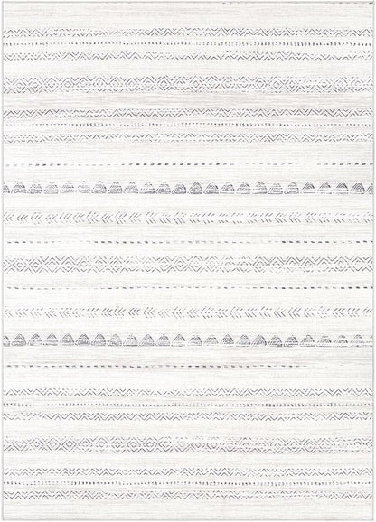 Nakagishi 9x13 Area Rugs Living Room: Washable Boho Large Neutral Soft Farmhouse Rug Stain Resistant Modern Moroccan Non-Slip Indoor Carpet for Bedroom Nursery Kids Playroom Office Dining Room- Grey