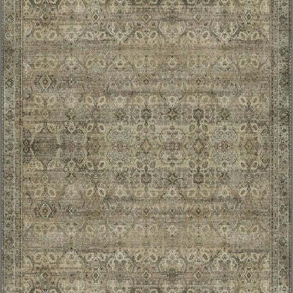 GENIMO 3x5 Area Rugs for Living Room, Machine Washable Non Slip Vintage Rugs, Low Pile Lightweight Chenille Print Rug for Bedroom, Dining Room, Home Office, Green Khaki