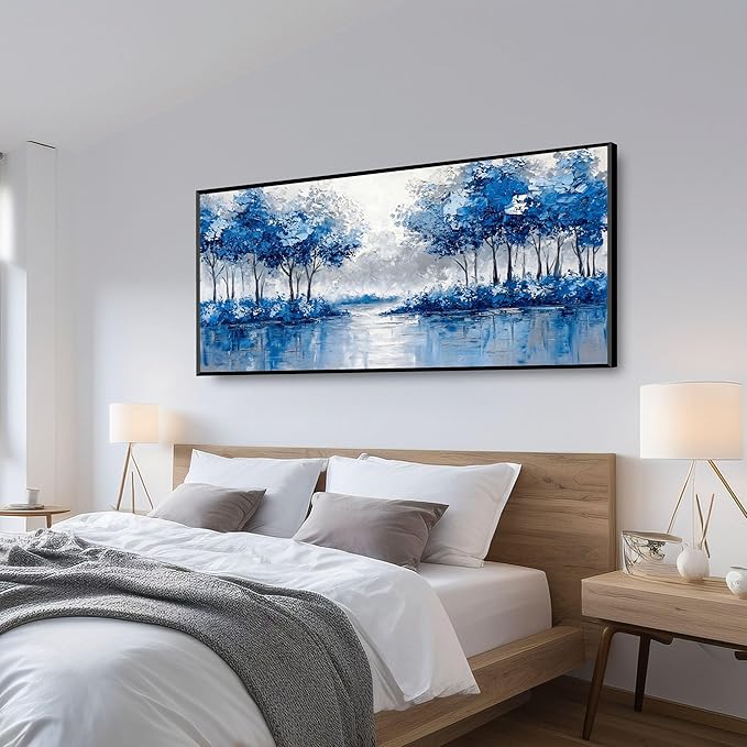 Extra Large Wall Art for Living Room Above Couch Bedroom Office, Teal Green Blue Abstract Modern Luxury Framed Crystal Porcelain Wall Decor, Waterproof Artwork for Home Hotel Restaurant 29x58 Inch