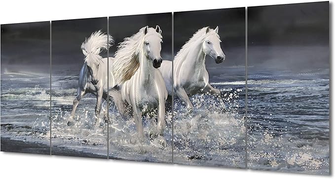 Yihui Arts Horse Metal Wall Art Hand Crafted Aluminum Artwork Modern 3D Animal Pictures for Living Room Bedroom Bathroom Decor