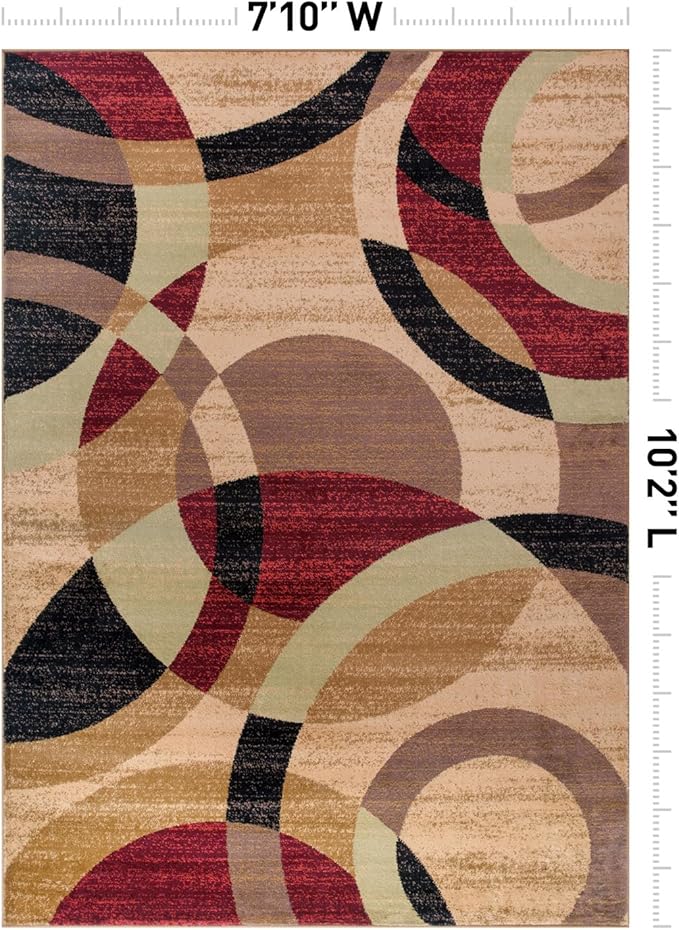 Rugshop Contemporary Abstract Circles Perfect for high Traffic Areas of Your Living Room,Bedroom,Home Office,Kitchen Area Rug 7'10" x 10'2" Multi