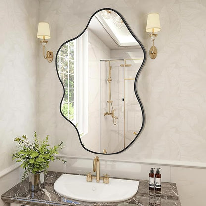 Black Clouds Irregular Wall Mirrors 24''x36'', Clouds Decorative Modern Mirror for Bedroom Bathroom Living Room or Entryway