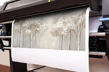 ANCXWOTER Large Forest Wall Art for Living Room Light Grayish-White Misty Birch Tree Picture for Bedroom Office Modern Landscapes Canvas Prints Ready to Hang 20x40 Inch（This color is a kind of light beige with a hint of gray, misty and dim.）
