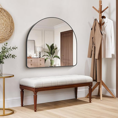 FORBATH Arched Bathroom Mirror 36x36 Inch, Black Bathroom Mirror Wall Mounted Modern Aluminum Alloy Frame Arch Mirror for Bedroom Living Room Entryway, Hanging or Leaning Against Wall