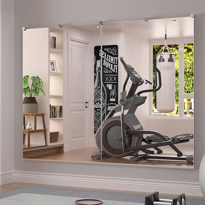 Keonjinn Gym Mirrors for Home Gym Wall Large, 48" x 32" x 2Pcs Full Body Exercise Mirror for Home Gym, Dance Studio, Garage, Acitvity, Fitness
