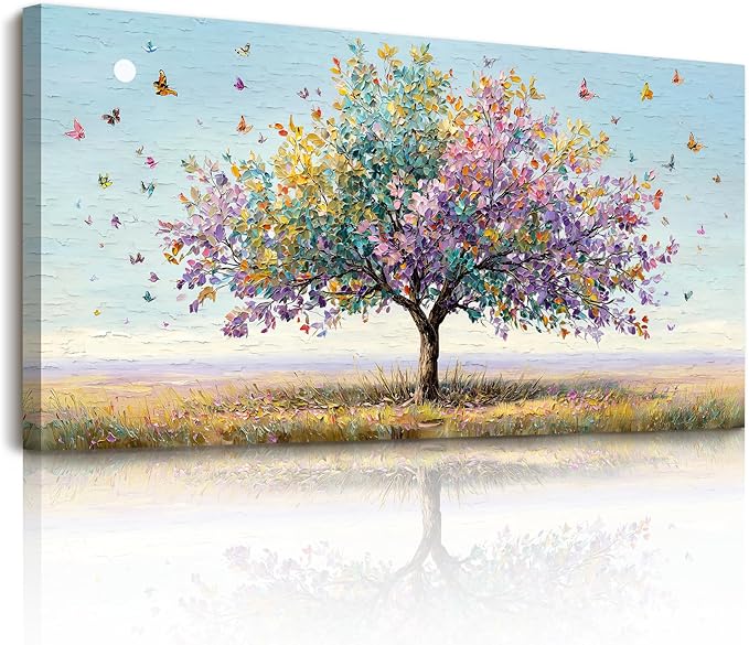 SERIMINO Large Wall Art, Tree of Life Wall Art, Modern Art Wall Decor, Landscape Tree Painting Canvas Prints, Colorful Pictures for Living Room Bedroom Hallway Office House Decorations 24"x48"