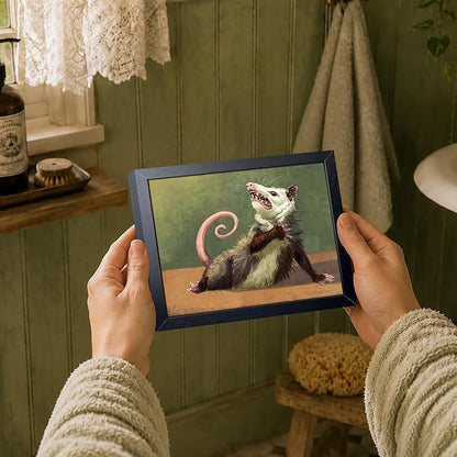 Funny Animals Opossum Wall Art, Whimsical Opossum Canvas Wall Decor Posters, Cute Possum Humor Animal Lovers Prints Painting for Living Room Bedroom Dorm Decor 8x10 Inch Framed