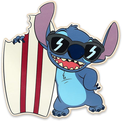 Open Road Brands Disney Lilo and Stitch Surfboard Wood Wall Art - Cute Stitch Wall Decor With Beach Theme