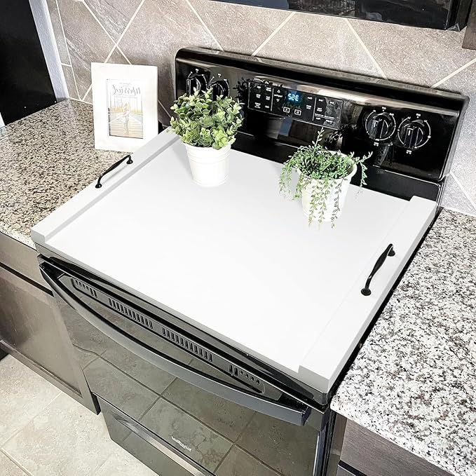 GASHELL Noodle Board Stove Cover with Handles, Multiple Stove Top Cover Board for Electric/Gas Stove Top(White)