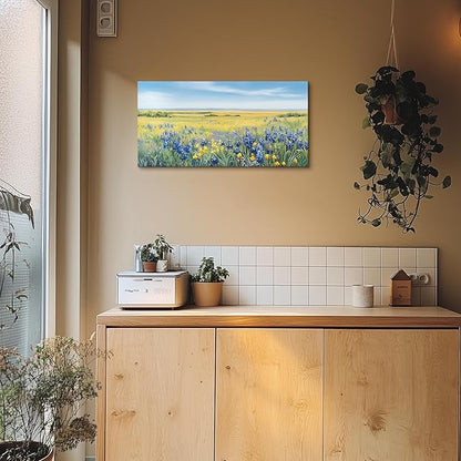 crmotu Landscape Wall Art, Nature Wall Art, Large Wall Decor, Coastal Meadow Canvas Painting, Countryside Scenery Pictures Wall Decor Living Room Bedroom Bathroom Kitchen Art Prints 20x40inch