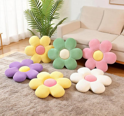 2Pcs Sage Green Throw Pillows, Daisy Pillow Flower Shaped Pillows Floor Cushions Preppy Girls Bedroom Decor Decorative Pillows for Bed Sofa Couch 15.35In