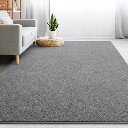Gifeas Large Ultra Soft Modern Area Rugs for Living Room Bedroom, 4x6 Feet Grey Thickened Memory Foam Indoor Solid Minimalist Carpets, Non-Slip Comfy Rug for Boys Girls Nursery Room Home Decor