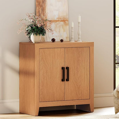 WAMPAT Farmhouse Wood TV Stand with Storage Cabinet for TVs up to 50 Inch, Rustic Entertainment Center with Doors & Shelves, Media Console Table for Living Room, Bedroom, or Office, Mocha