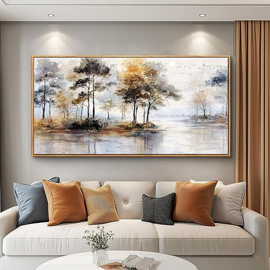 Wapluam Landscape Wall Art,Abstract Wall Art Artwork Forest Canvas Wall Art Vintage Trees Pictures Decor Canvas Painting Framed Ready To Hang Living Room Bedroom And Office Wall Decor 20x40 Inch