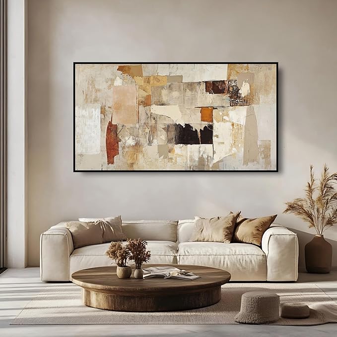 Large Wall Art, Black Metal Framed Canvas Prints, Waterproof Crystal Surface Artwork, Modern Minimalist Style Paintings for Bedroom Living Room Office Dining Room Hallway 29x58 Inches