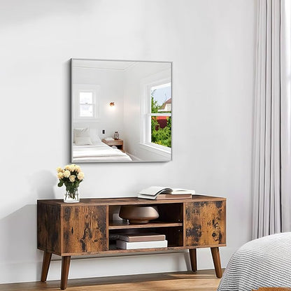 KOCUUY Silver Framed Mirror, 24"x24" Square Bathroom Mirror for Wall, HD Tempered Glass, Anti-Rust Frame, Modern Design for Bathroom, Bedroom, Living Room, Entryway
