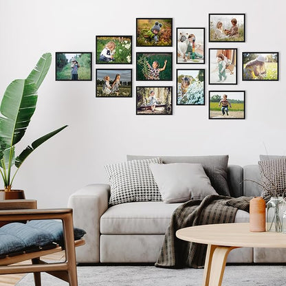 Hoikwo 18 Packs 8.5x11 Black Multi Plastic Picture Frames Set with Plastic Cover, Certificate Frames for Document Diploma Award, Light Weight Bulk 8.5 by 11 Frames Pack for Wall Hanging and Table