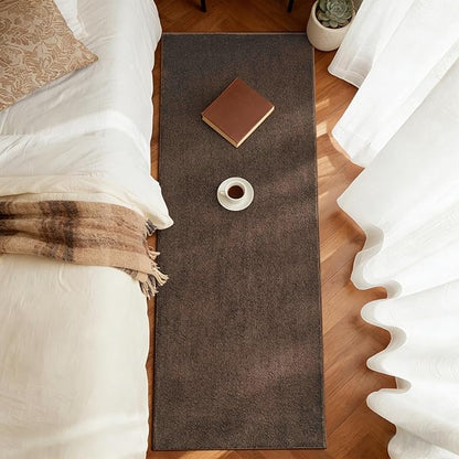 FinRèc 2x8 Washable Runner Rugs for Kitchen Hallway Bedroom, Low Pile Thin Rug Solid Color, Non-Slip Carpet Indoor for Home Decor (Pure Brown)