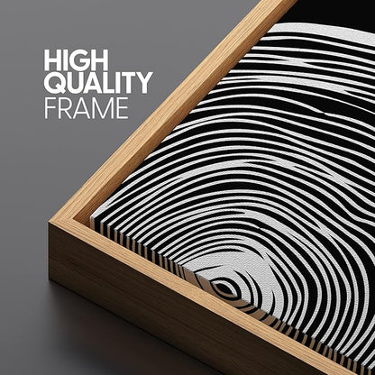 SIGNLEADER Framed Canvas Print Wall Art Set Duotone Geometric Wood Ring Circle Collage Abstract Shapes Illustrations Modern Art Boho Decorative for Living Room, Bedroom, Office - 24"x36"x3 NATURAL