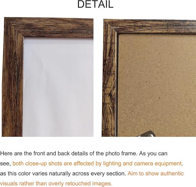 BESCRCL 11x14 Picture Frame Brown Set of 6, Display Pictures 8x10 with Mat or 11x14 without Mat, Photo Frames for Wall Mounting