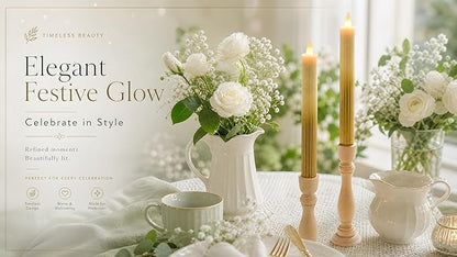 Flameless Taper Candles Flickering with Remote and Timer, 3D Moving Flame Taper Candle Battery Operated to 400 Hours, 9 Inch Window Candles, (Gradient Gold-Vertical Stripes)