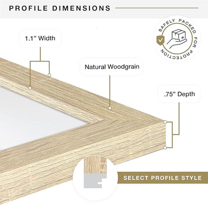 MCS Studio Gallery 18x24 Poster Frame Natural Woodgrain Engineered Wood, Vertical & Horizontal Wall Hanging Large Picture Frame for Photos, Posters & Art Prints (2-Pack)