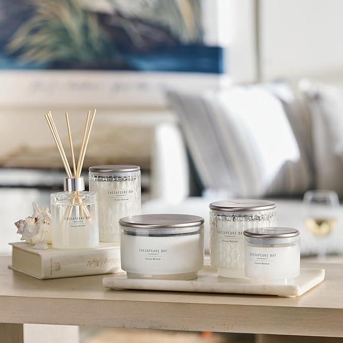 Chesapeake Bay, Reed Diffuser, 5.7oz, Ocean Retreat Scent, Mood Evoking, Sea Glass-Inspired Jar, Room Filling Fragrance Made with Essential Oils, Coastal Fragrance for Home Décor or Gifting